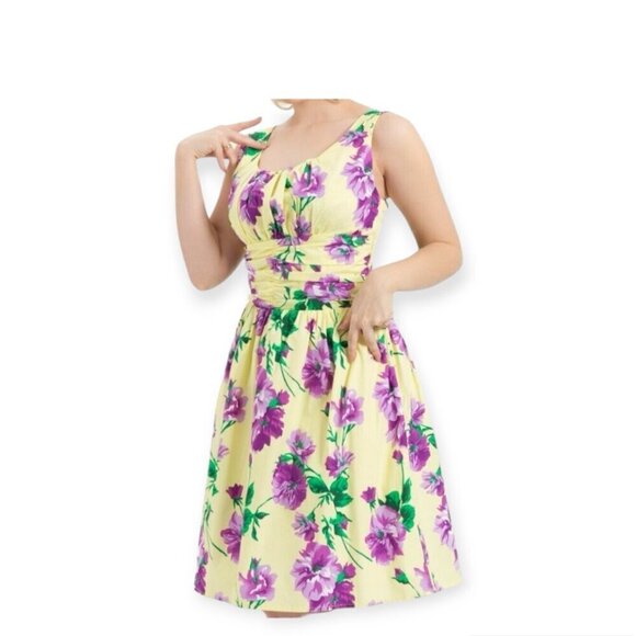 Voodoo Vixen yellow floral Pinup Fashion Floral Dress XS - Picture 10 of 10